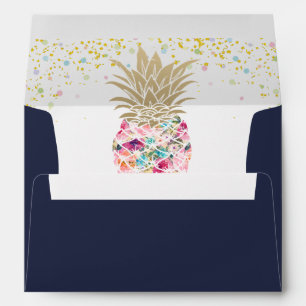 Enveloppe Ananas Tropical Rose Marine Bleu 5x7 Invitation