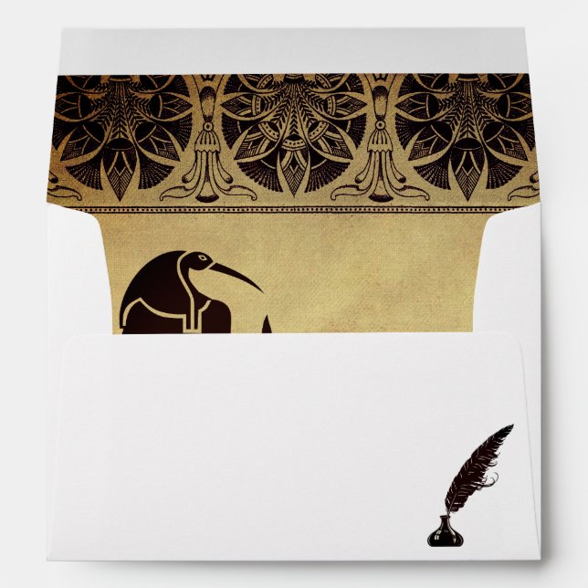 Enveloppe Ancien Dieu égyptien Thoth, Quill et Encre Or (Dos (Bas))
