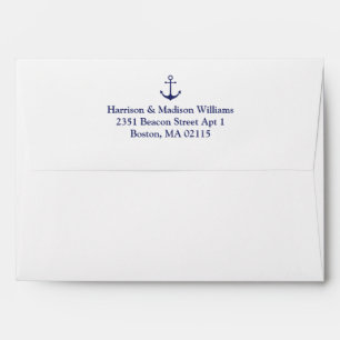 Enveloppe Ancrage nautique bleu marine personnalisée Adresse