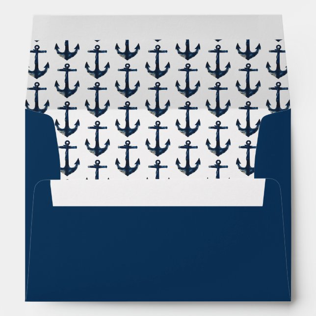 Enveloppe Ancre côtière marine moderne bleu (Dos (Bas))