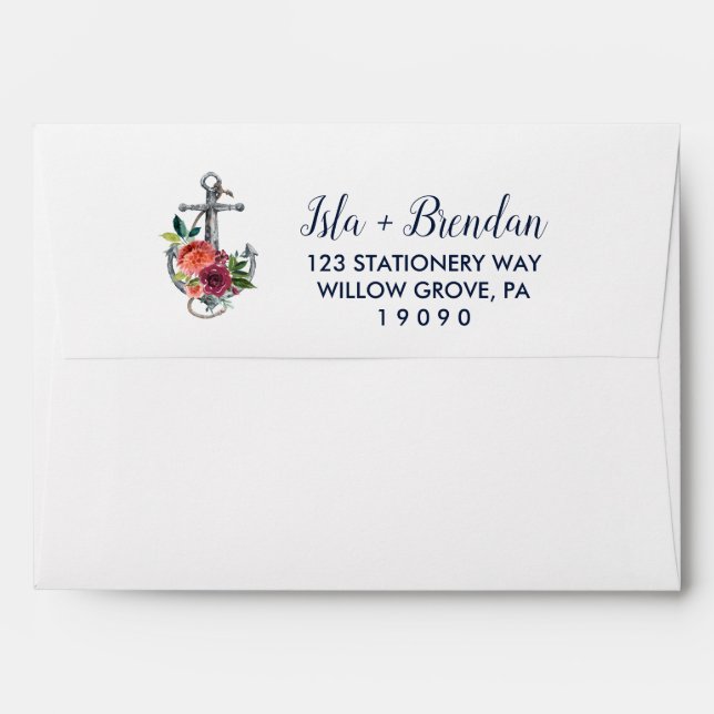 Enveloppe Ancre florale | Faire-part de mariage automne (Dos (Haut rabat))