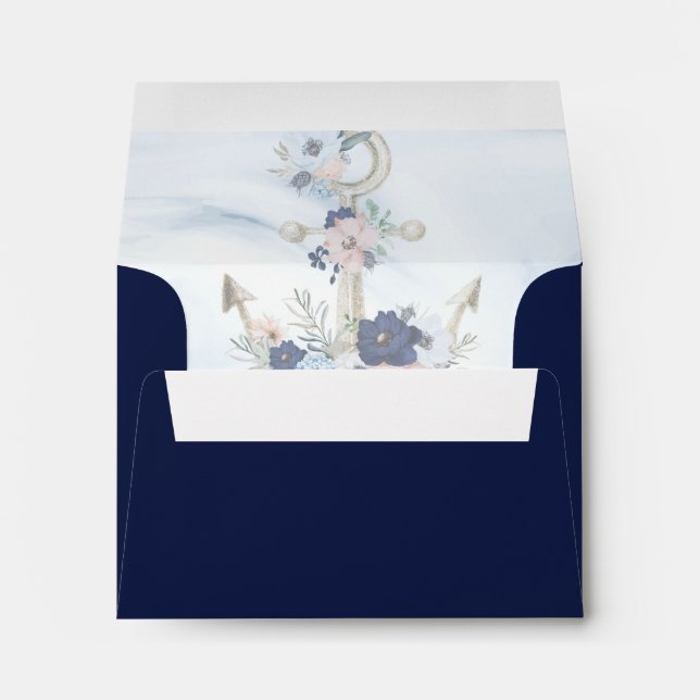 Enveloppe Ancre florale nautique mariage RSVP retour (Dos (Bas))