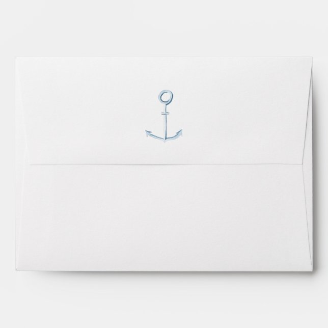 Enveloppe Ancre Nautical Blue Beach Baby shower Invitation (Dos (Haut rabat))