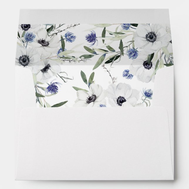 Enveloppe Anémone Hiver Blanc Floral 2 (Dos (Bas))