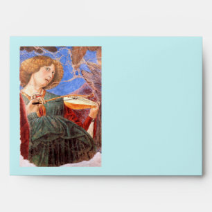 Enveloppe ANGE DE NOËL FABRIQUANT DE LA MUSIQUE rouge, bleu