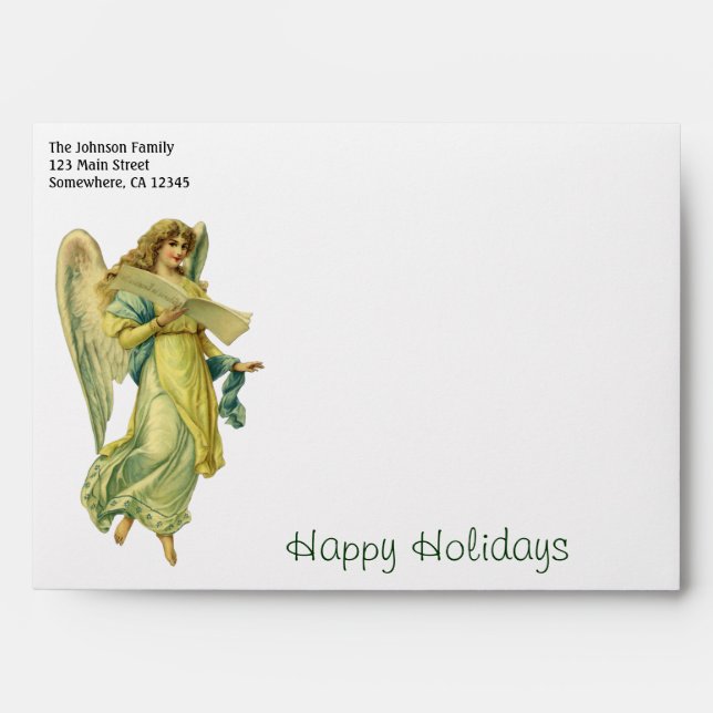 Enveloppe Angel de Noël victorien, Gloria in Excelsis Deo (Devant)