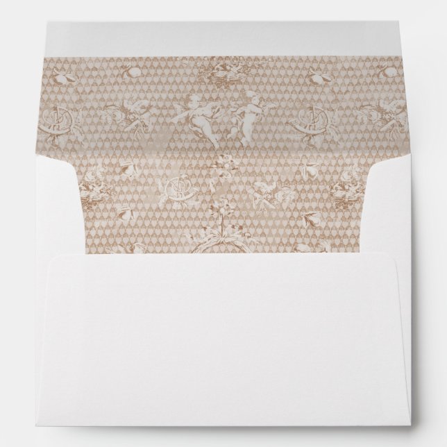 Enveloppe Anges Cupid Beige Élégant Vintage (Dos (Bas))