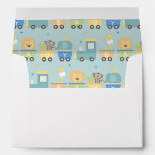 Enveloppe Animaux Baby shower Garçon Vert bleu