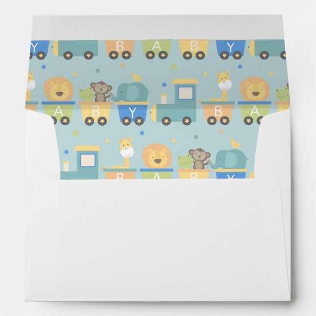 Enveloppe Animaux Baby shower Garçon Vert bleu (Dos (Bas))