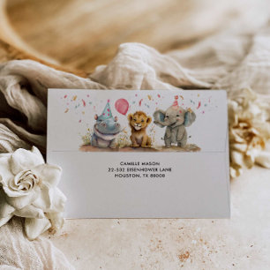 Enveloppe Animaux de fête de la Jungle Invitation d'annivers