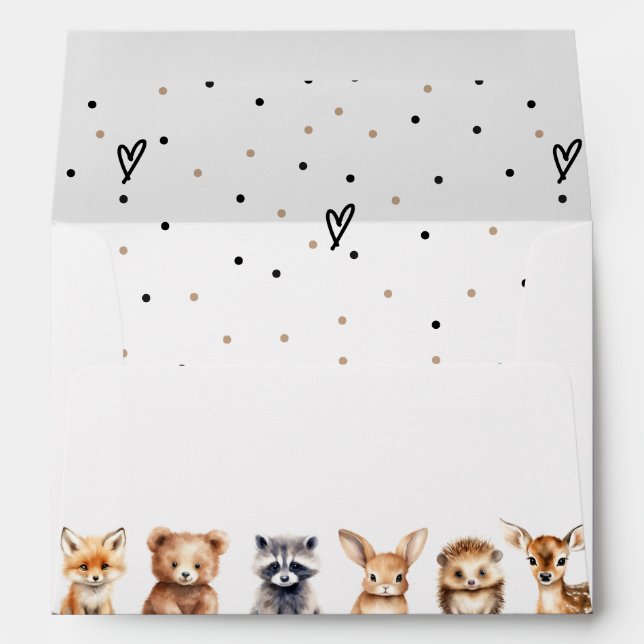 Enveloppe Animaux des bois Baby shower moderne (Dos (Bas))