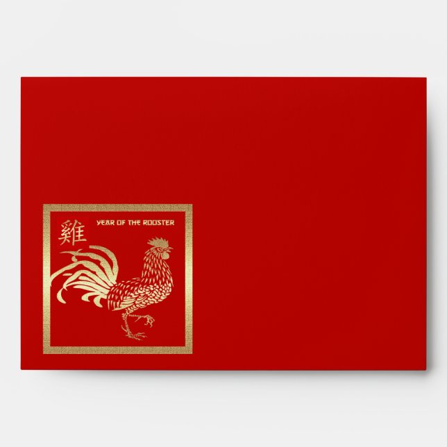 Enveloppe Année chinoise du coq rouge Hong Bao (Devant)