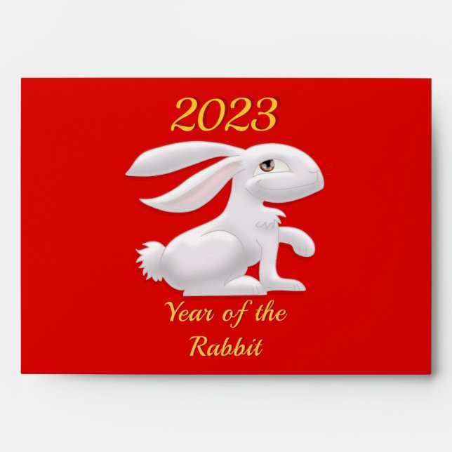 Enveloppe Année du lapin rouge (Devant)