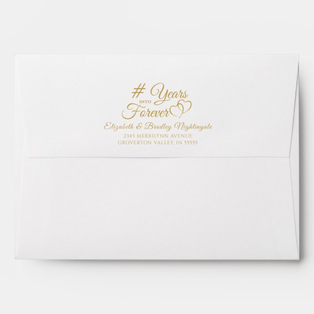 Enveloppe Anniversaire Cœurs en Or Brossé DES ANNÉES POUR TO (Dos (Haut rabat))