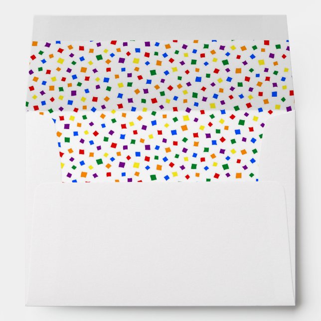 Enveloppe Anniversaire confetti arc-en-ciel (Dos (Bas))