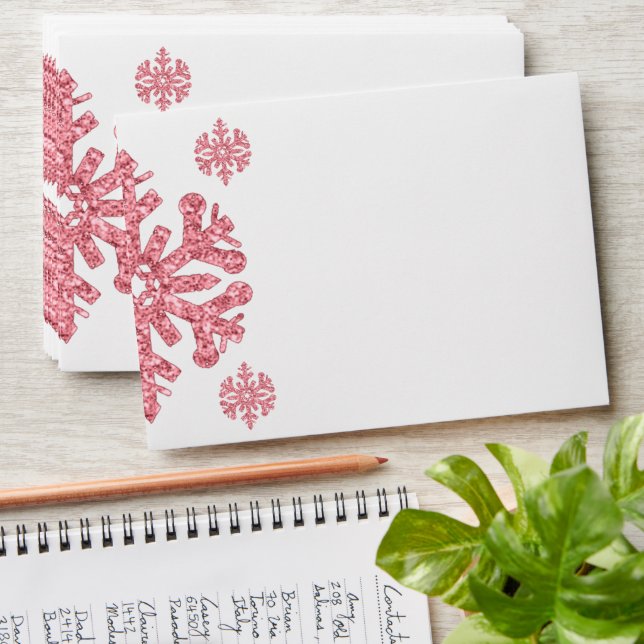 Enveloppe Anniversaire de l'hiver de Pink Snowflake (Stacked)