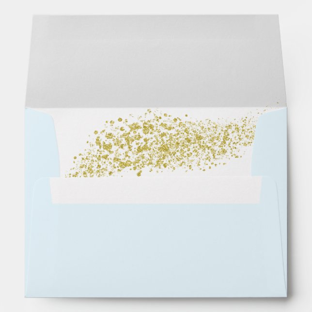 Enveloppe Anniversaire de mariage de bleu et d'or (Dos (Bas))