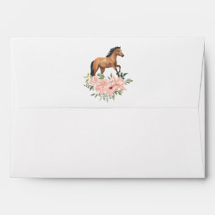 Enveloppe Anniversaire du Cheval Floral Rose