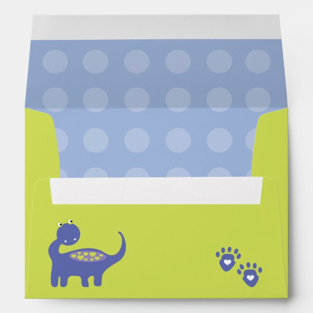Enveloppe Anniversaire du dinosaure pourpre avec points (Dos (Bas))