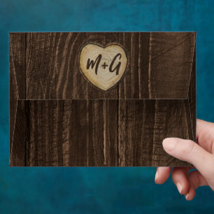 Enveloppe Anniversaire du Mariage Rustic Wood Heart