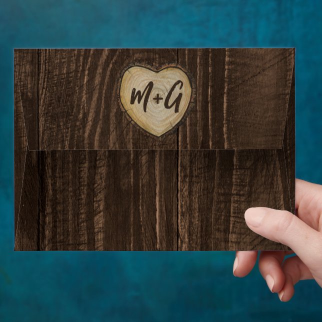 Enveloppe Anniversaire du Mariage Rustic Wood Heart (Hand)