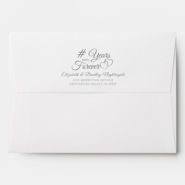 Enveloppe Anniversaire Élégant années d'argent en jamais (Dos (Haut rabat))