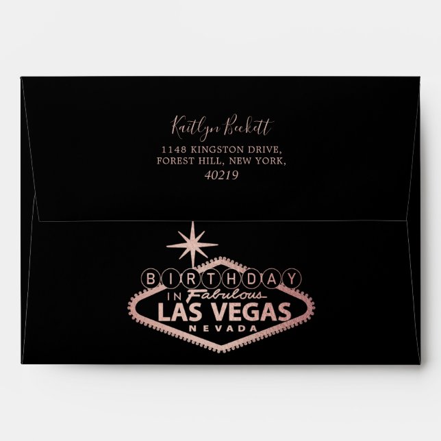 Enveloppe Anniversaire élégant de Las Vegas (Dos (Haut rabat))