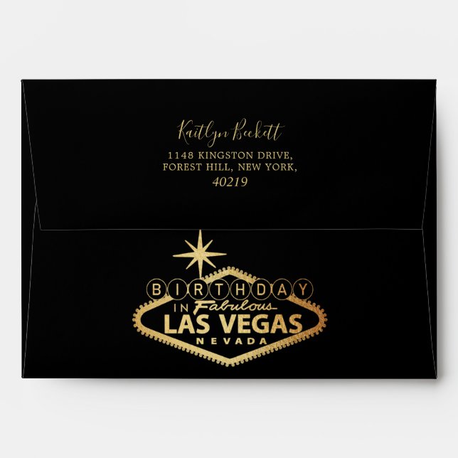 Enveloppe Anniversaire élégant de Las Vegas (Dos (Haut rabat))