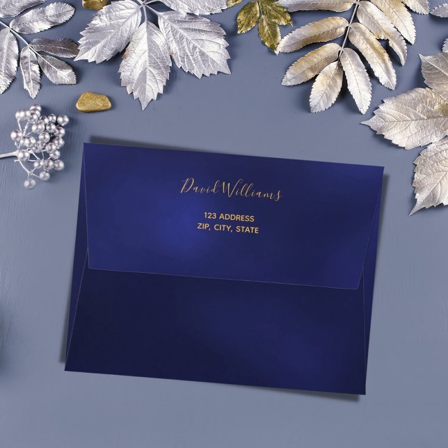 Enveloppe Anniversaire marine bleu doré confetti (Créateur téléchargé)