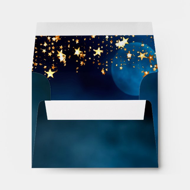 Enveloppe Anniversaire Marine Blue or Stars (Dos (Bas))