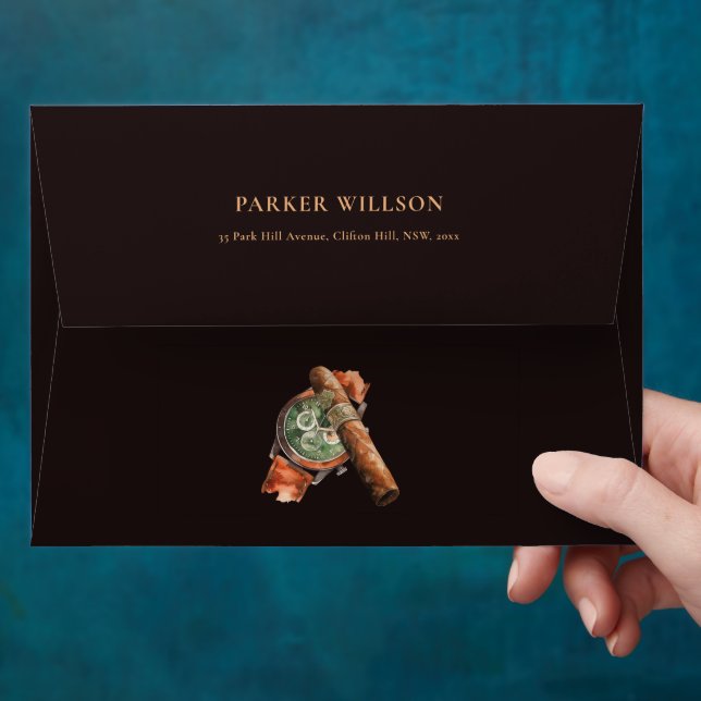 Enveloppe Anniversaire masculin Cigar personnalisé et Whisky (Hand)