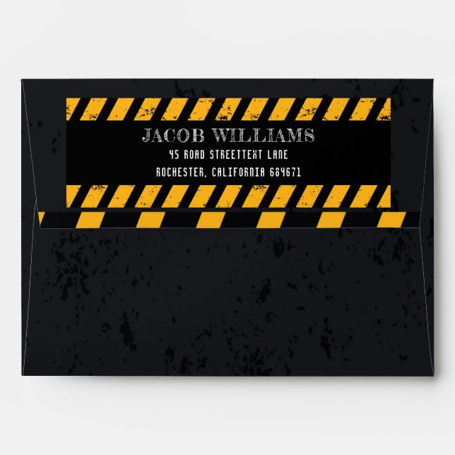 Enveloppe Anniversaire noir en construction (Dos (Haut rabat))