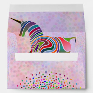 Enveloppe Anniversaire rose de Cube Rainbow Unicorn et Confe