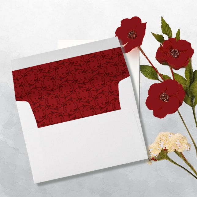 Enveloppe Antique Rouge Florentine Motif A7 Envel Invitation (Créateur téléchargé)