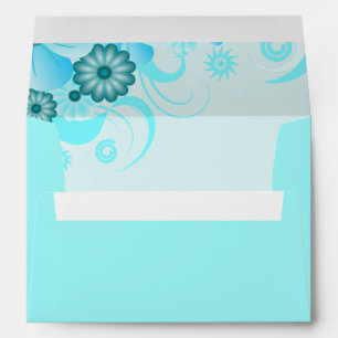 Enveloppe Aqua bleu foncé Turquoise Turquoise Hibiscus flora