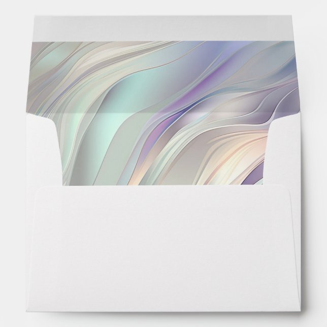 Enveloppe Aqua Bleu Violet Perle Blanc Mariage  (Dos (Bas))