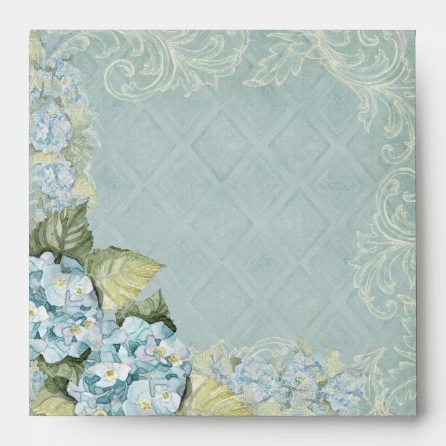 Enveloppe Aqua Blue Hydrangea Swirl Floral Flower Mariage (Devant)