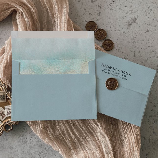 Enveloppe Aqua Gold Aquarelle Bébé Faire-part de mariage Ble (Créateur téléchargé)
