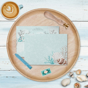 Enveloppe Aqua Ocean & Shells Faire-part de mariage moderne
