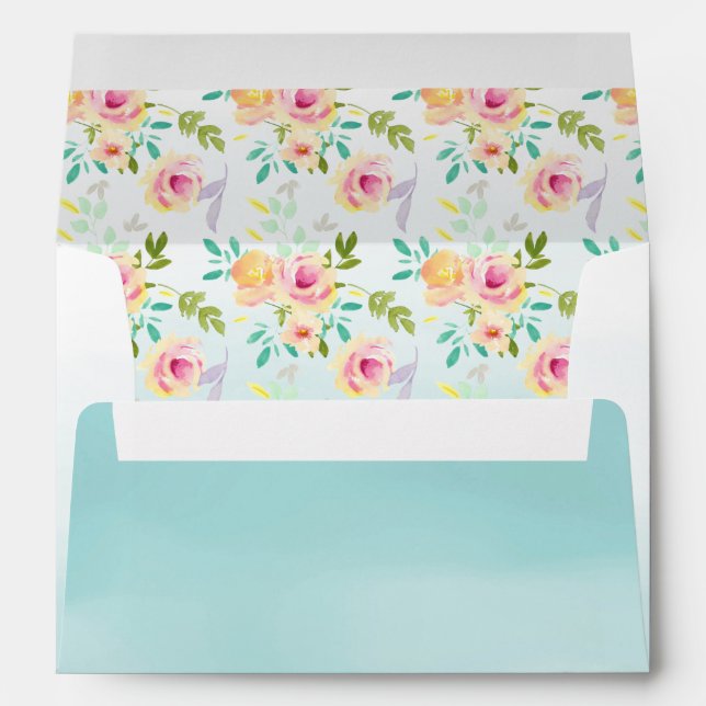 Enveloppe Aqua Ombre rose jaune floral (Dos (Bas))
