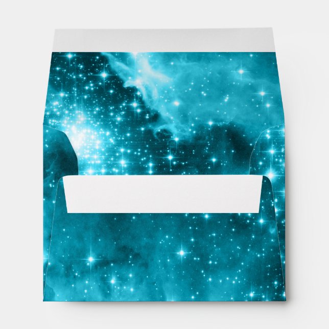 Enveloppe Aqua Stars Celestial Space Photo (Dos (Bas))