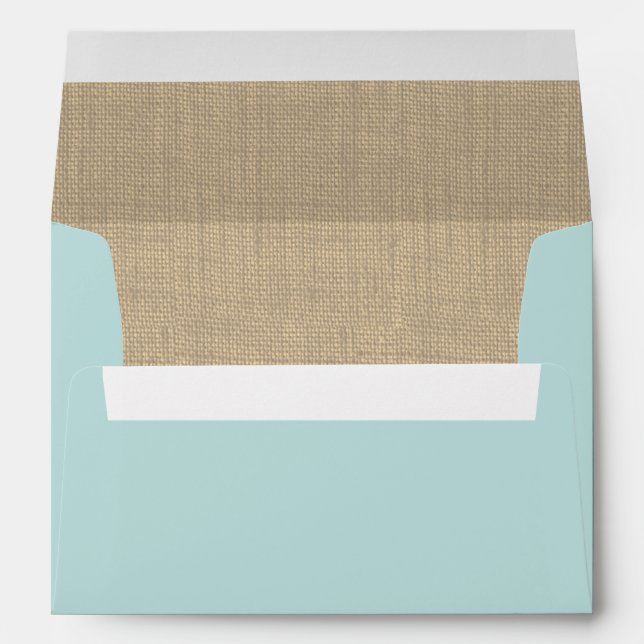 Enveloppe Aqua Turquoise et Burlap (Dos (Bas))