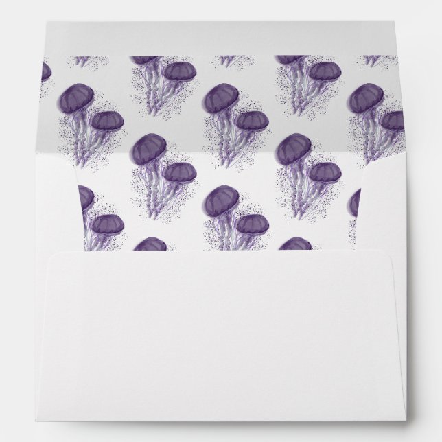 Enveloppe Aquarelle à la main Jellyfish Mariage aquatique (Dos (Bas))