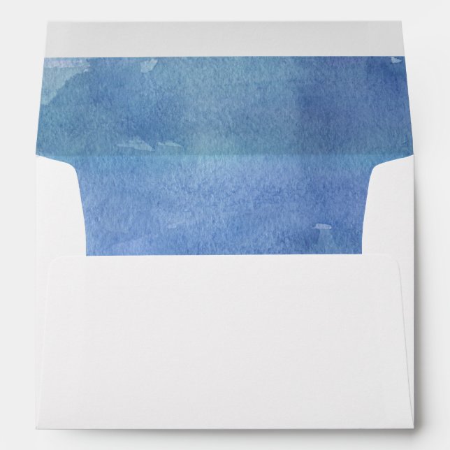 Enveloppe Aquarelle Abstraite moderne Blue Graduation Party  (Dos (Bas))