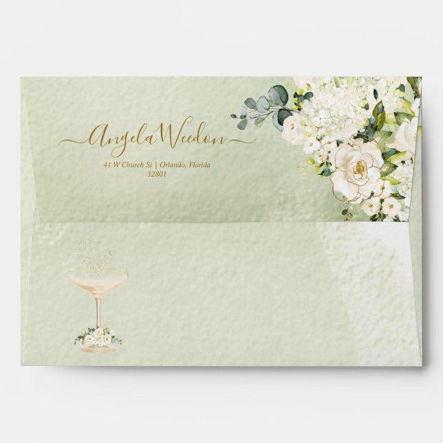 Enveloppe Aquarelle Albâtre Roses Brunch Bubbly (Dos (Haut rabat))