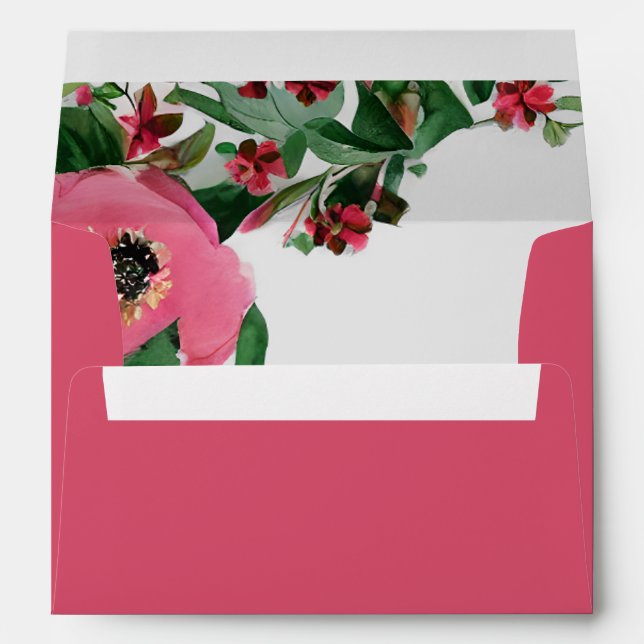 Enveloppe Aquarelle Anemone Mariage rose (Dos (Bas))