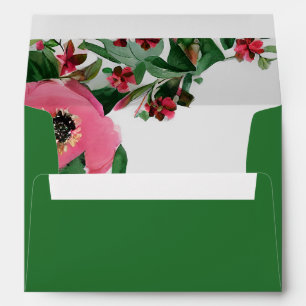 Enveloppe Aquarelle Anemone Mariage vert