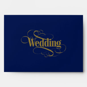 Enveloppe Aquarelle Aqua Navy Blue Peony Floral Mariage