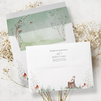 Enveloppe Aquarelle Arbre Whimsore Cottagecore Boho Mariage