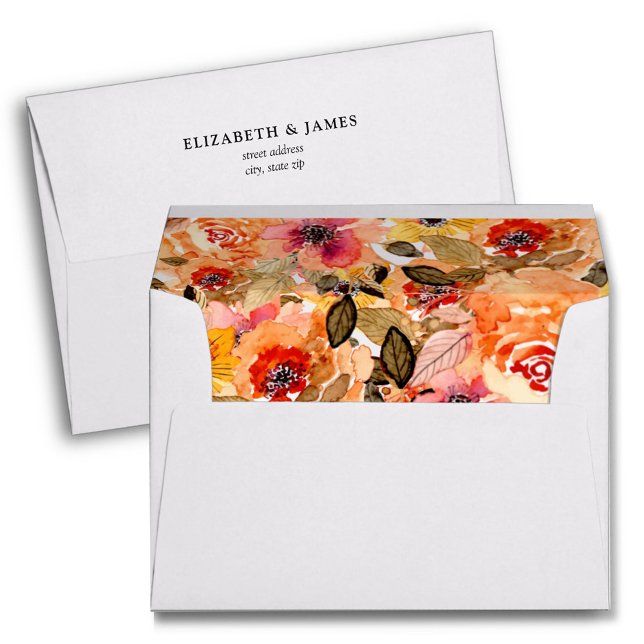 Enveloppe Aquarelle Automne Floral Collage Liné (Créateur téléchargé)